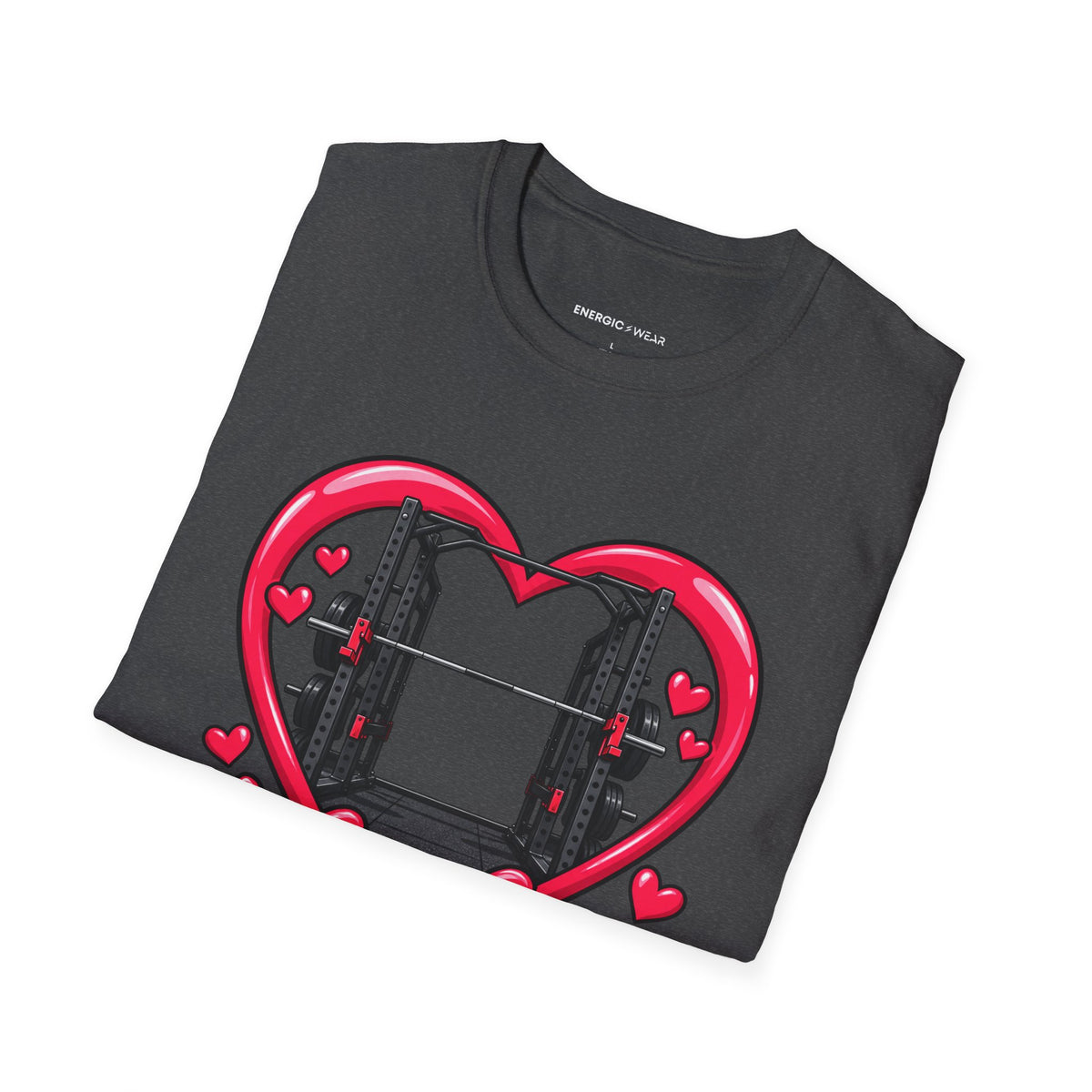 Graphic fitness T-shirt featuring the "My Gym Crush Is the Empty Squat Rack" design.