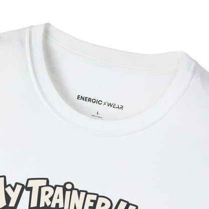 Graphic fitness T-shirt featuring the "My Trainer Uses Creative Mathematics" design.