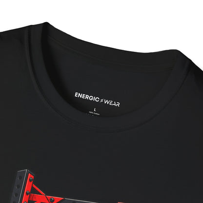 Graphic fitness T-shirt featuring the "Power Can Be Built One Side at a Time" design.