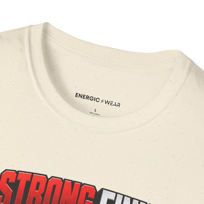 Graphic fitness T-shirt featuring the "A Strong Finish Starts With a Stable Middle" design.