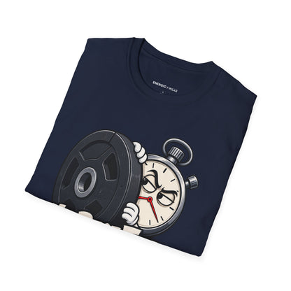 Graphic fitness T-shirt featuring the "My Rest Timer Has Trust Issues" design.
