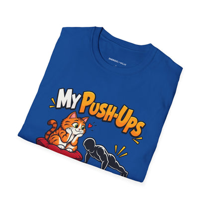 Graphic fitness T-shirt featuring the "My Push-Ups Have a Very Small Fan Club" design.