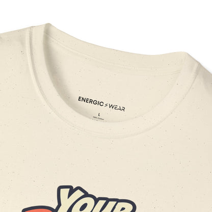 Graphic fitness T-shirt featuring the "Your Rhythm Can Start With One Step" design.