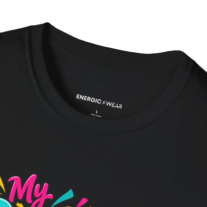 Graphic fitness T-shirt featuring the "My Dance Class Is an Unscheduled Confetti Event" design.