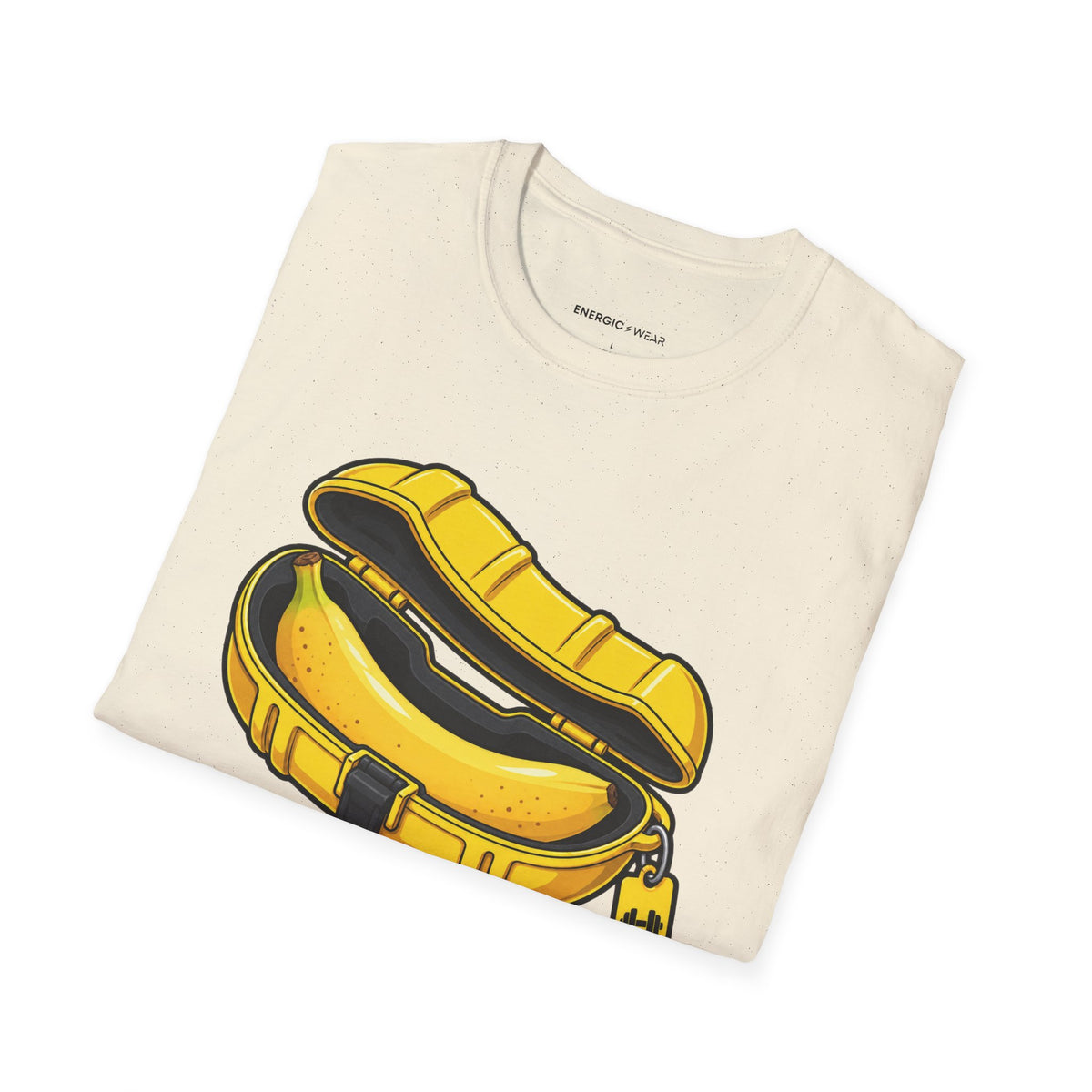 Graphic fitness T-shirt featuring the "My Pre-Workout Banana Has a Travel Case" design.