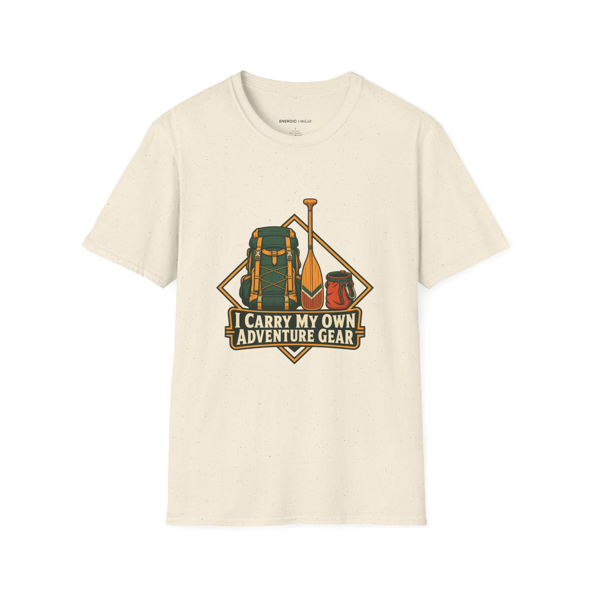 Graphic fitness T-shirt featuring the "I Carry My Own Adventure Gear" design.