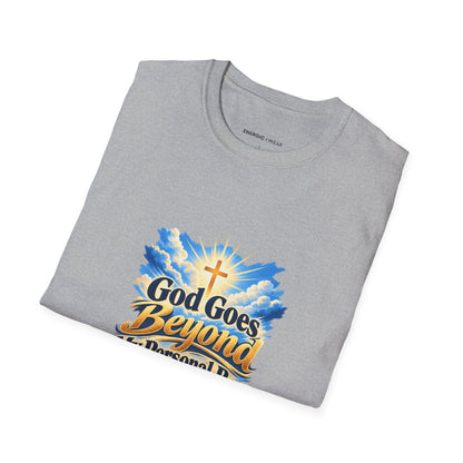 Graphic fitness T-shirt featuring the "God Goes Beyond My Personal Best" design.