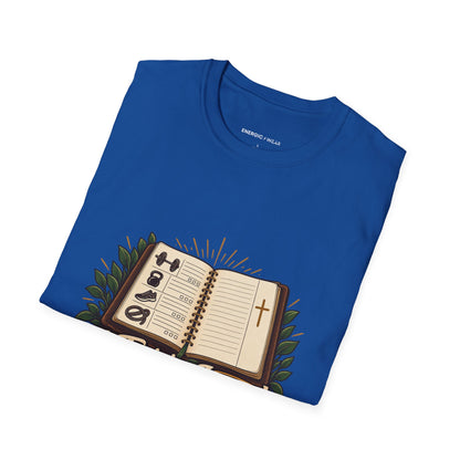 Graphic fitness T-shirt featuring the "My Training Journal Leaves Room for Prayer" design.