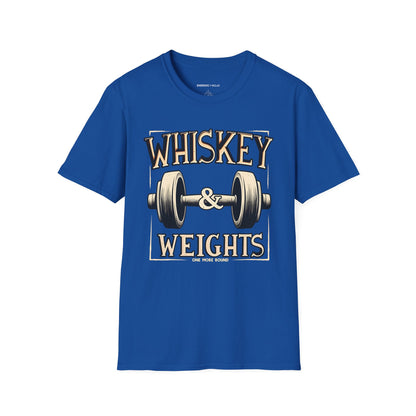 Whiskey & Weights One More Round! TShirt – Funny Fitness Gym Shirt
