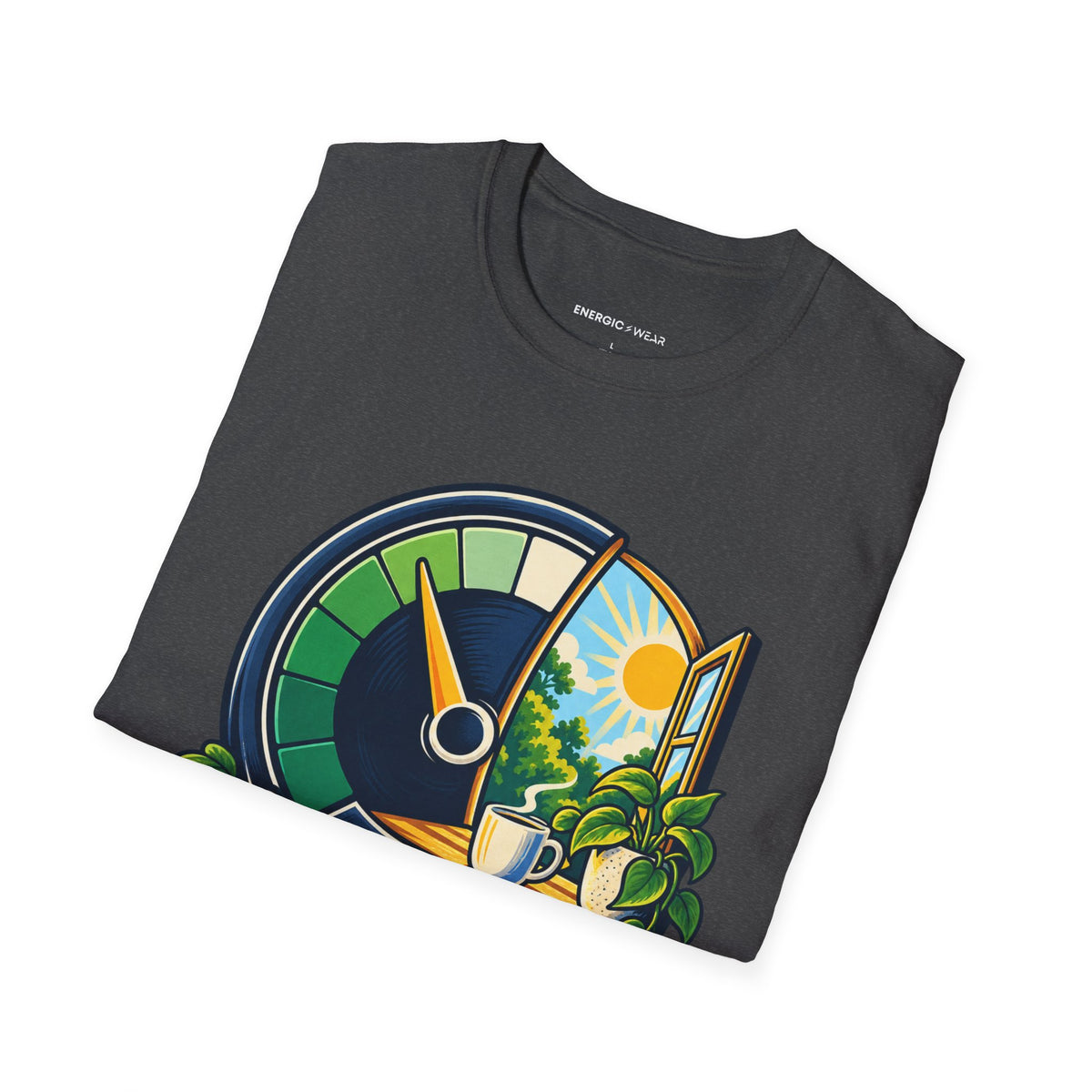 Graphic fitness T-shirt featuring the "Leave Some Energy for Living" design.