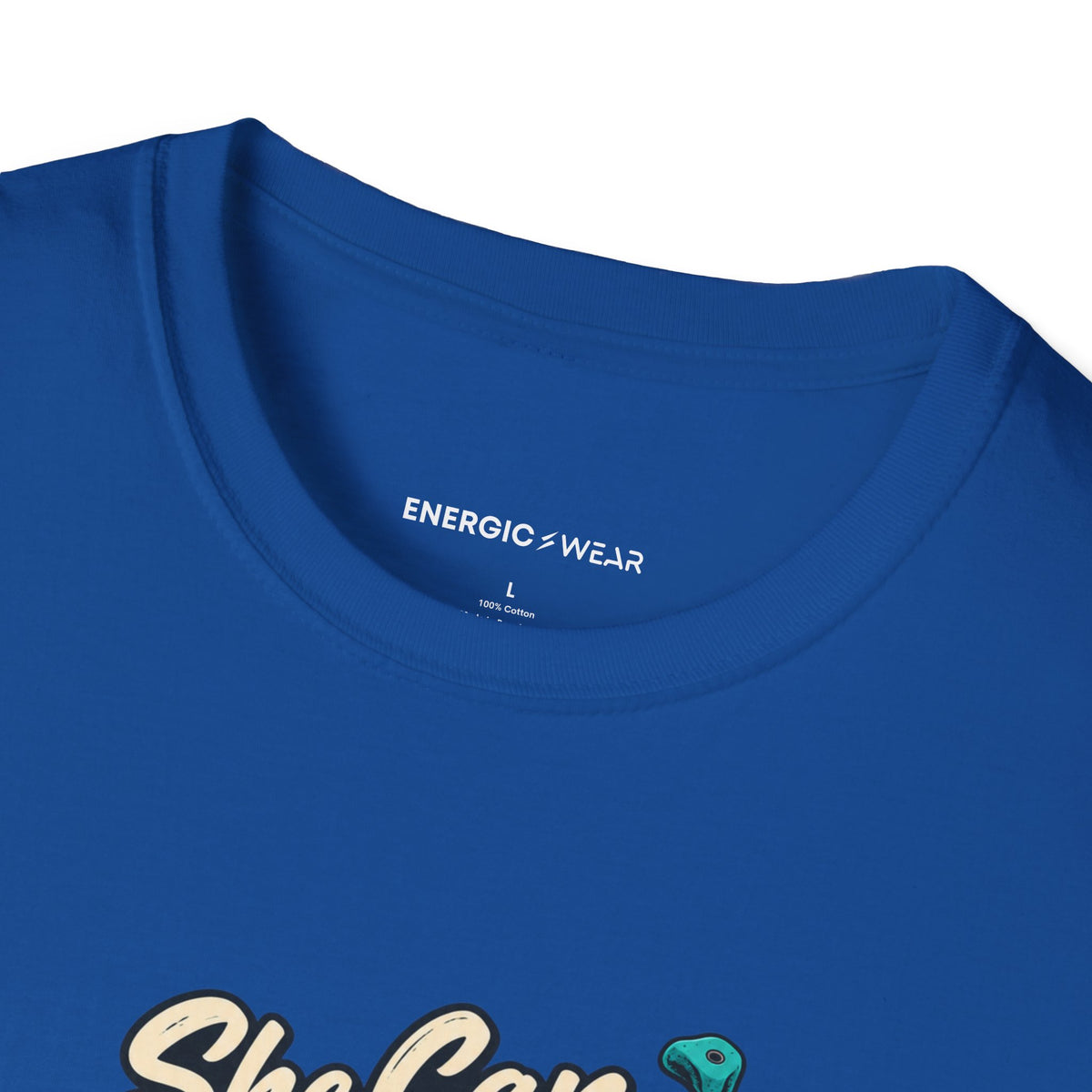 Graphic fitness T-shirt featuring the "She Can Out-Climb Her Old Doubts" design.