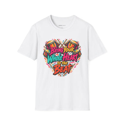 Graphic fitness T-shirt featuring the "Bring Your Whole Heart to the Beat" design.