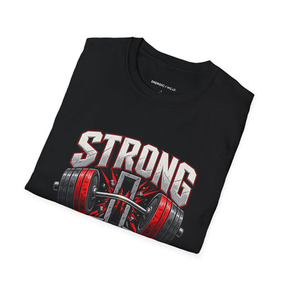 Graphic fitness T-shirt featuring the "Strong Through the Sticking Point" design.