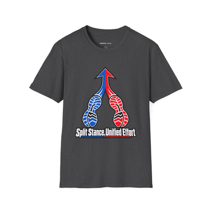 Graphic fitness T-shirt featuring the "Split Stance Unified Effort" design.