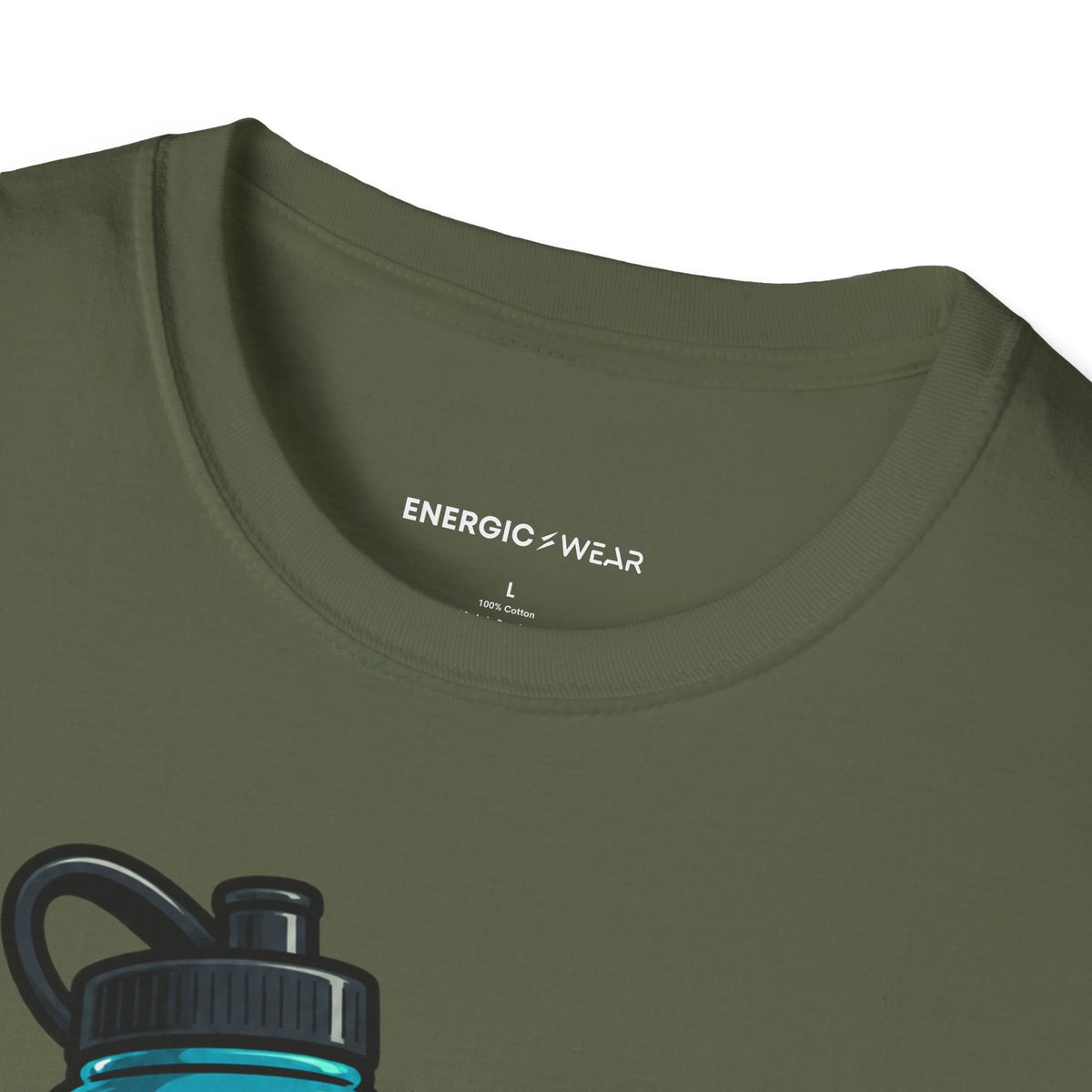 Graphic fitness T-shirt featuring the "My Water Bottle Is My Plus-One" design.