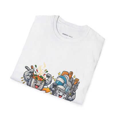 Graphic fitness T-shirt featuring the "The Real Superset Is Cooking and Dishes" design.