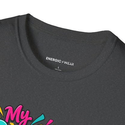Graphic fitness T-shirt featuring the "My Dance Class Is an Unscheduled Confetti Event" design.