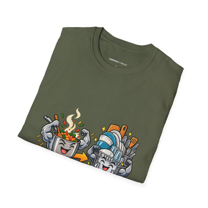 Graphic fitness T-shirt featuring the "The Real Superset Is Cooking and Dishes" design.