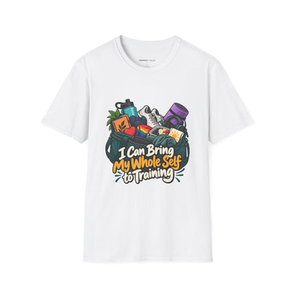Graphic fitness T-shirt featuring the "I Can Bring My Whole Self to Training" design.