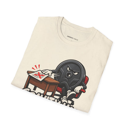 Graphic fitness T-shirt featuring the "Gravity Has Rejected My Counteroffer" design.