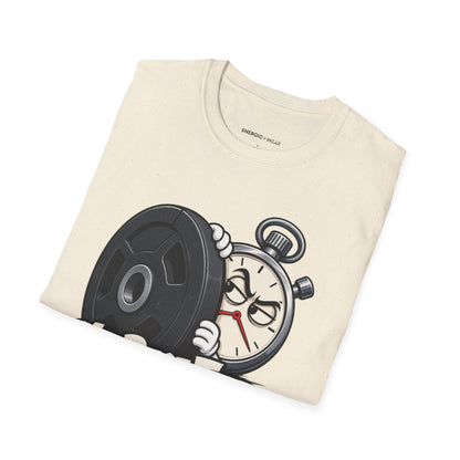 Graphic fitness T-shirt featuring the "My Rest Timer Has Trust Issues" design.