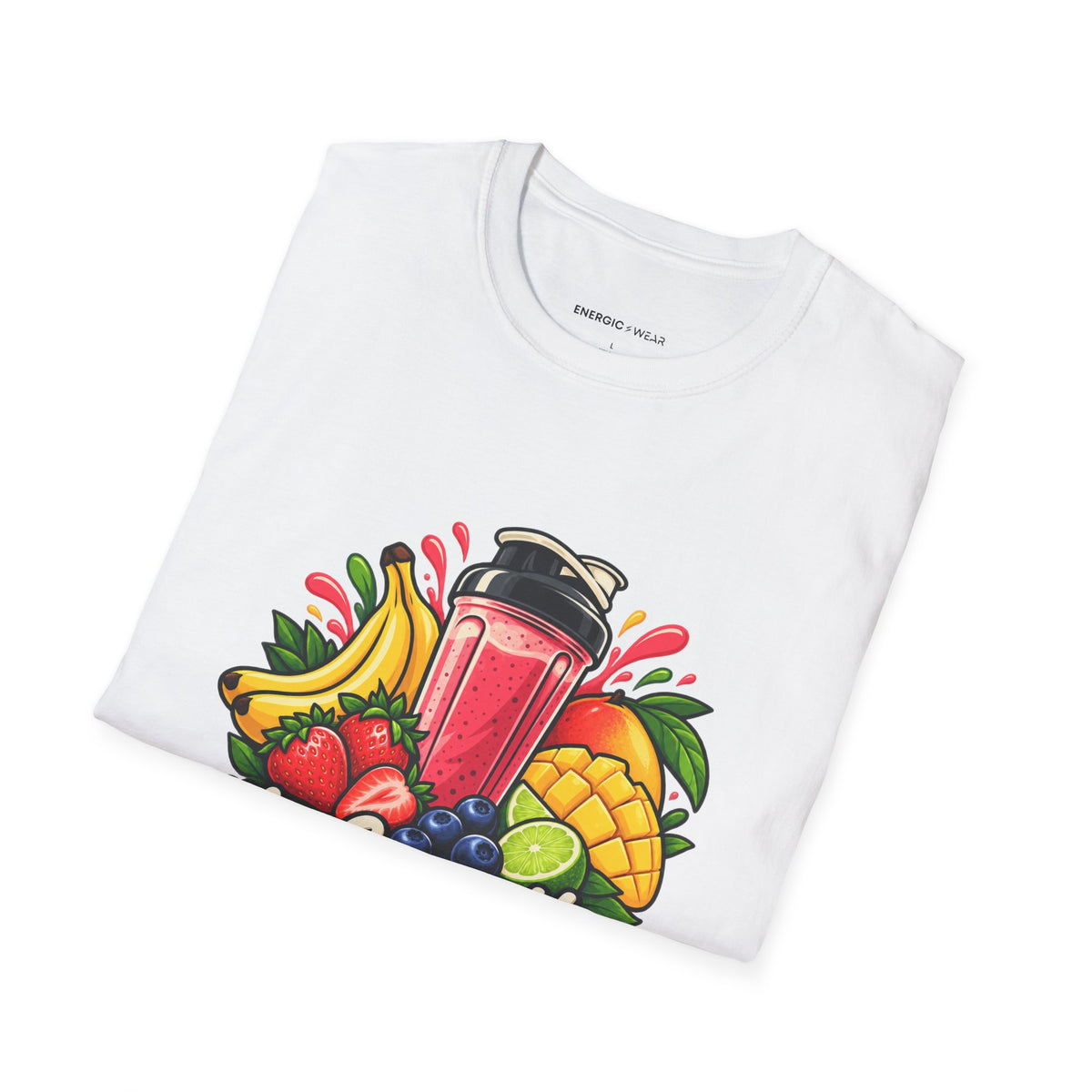 Graphic fitness T-shirt featuring the "My Smoothie Has a Support Team" design.