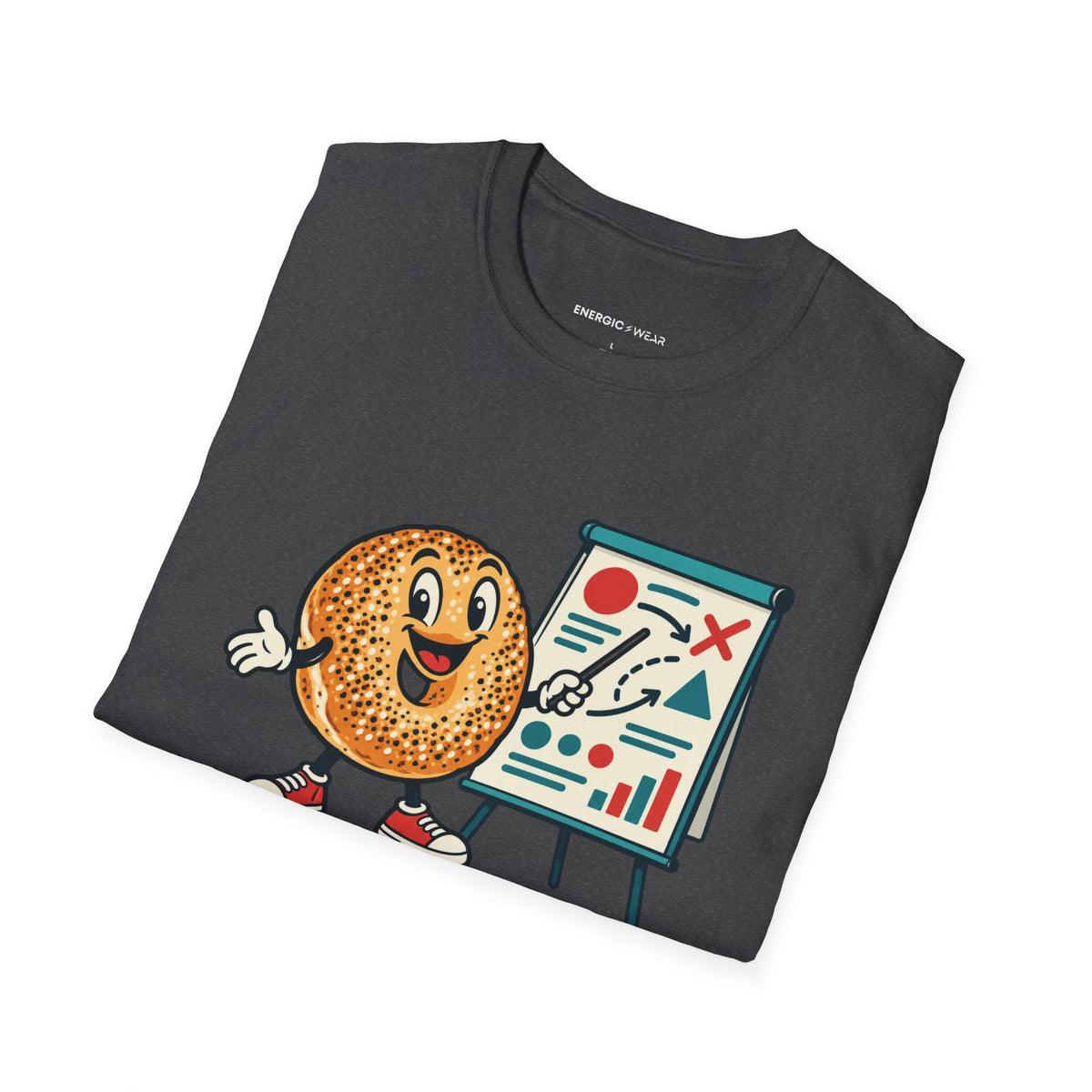 Graphic fitness T-shirt featuring the "Bagels Are Part of the Briefing" design.