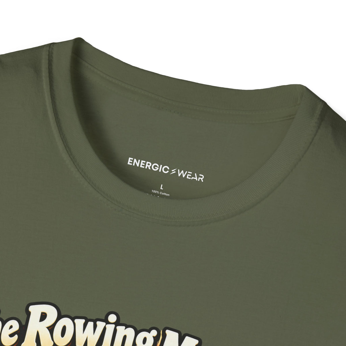 Graphic fitness T-shirt featuring the "The Rowing Machine Has Main-Character Energy" design.