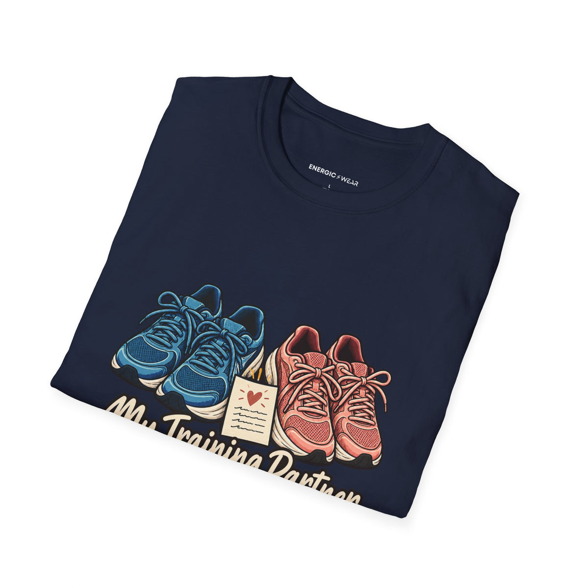 Graphic fitness T-shirt featuring the "My Training Partner Gets a Prayer Too" design.