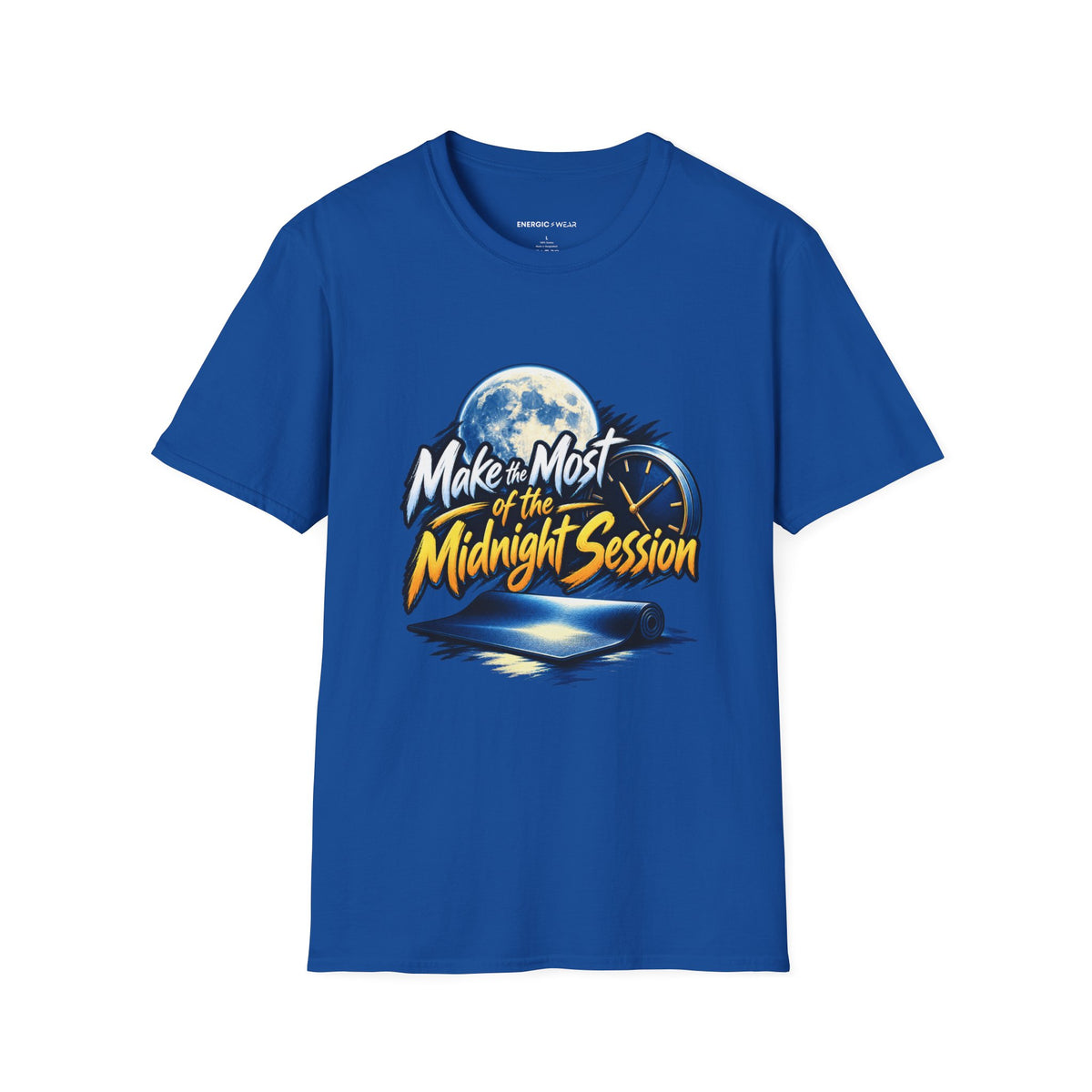 Graphic fitness T-shirt featuring the "Make the Most of the Midnight Session" design.