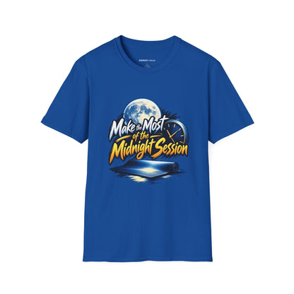 Graphic fitness T-shirt featuring the "Make the Most of the Midnight Session" design.