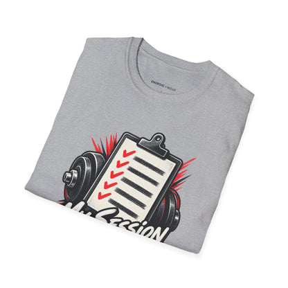 Graphic fitness T-shirt featuring the "My Session Leaves a Chalk Signature" design.