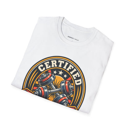 Graphic fitness T-shirt featuring the "Certified to Show Up" design.
