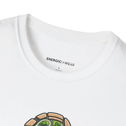 Graphic fitness T-shirt featuring the "My Walking Shoes Know the Neighborhood" design.