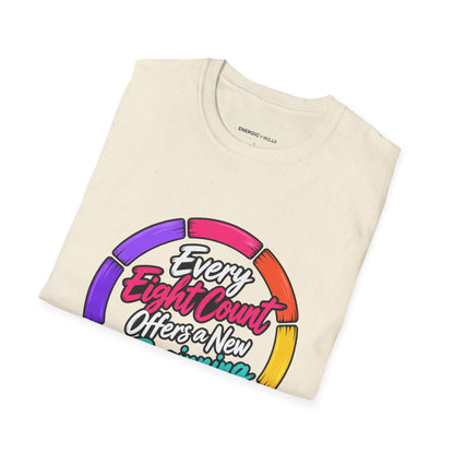 Graphic fitness T-shirt featuring the "Every Eight Count Offers a New Beginning" design.