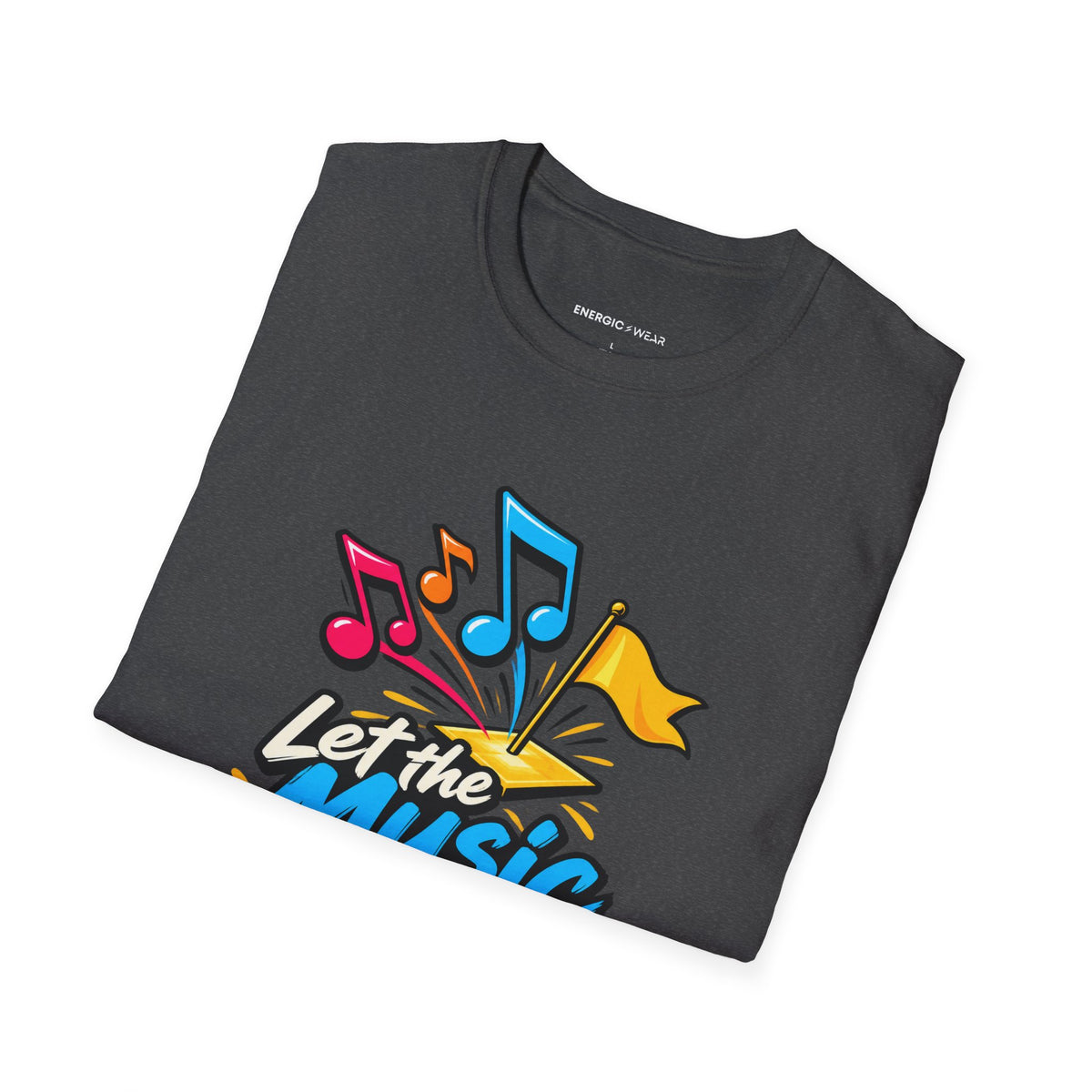 Graphic fitness T-shirt featuring the "Let the Music Meet Your Courage" design.
