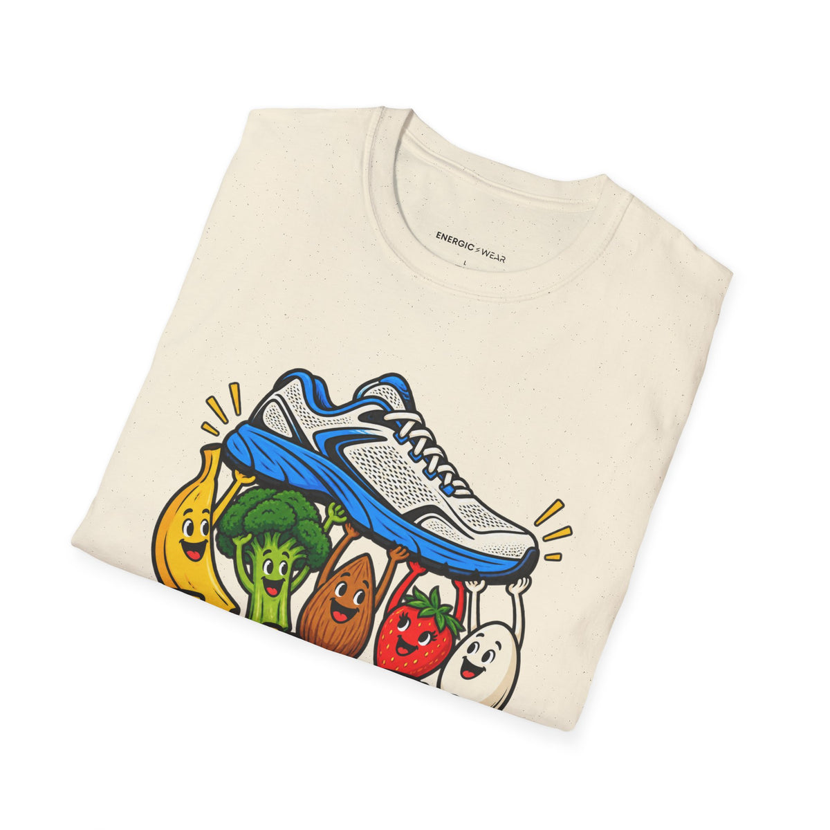 Graphic fitness T-shirt featuring the "Fueling This Workout Is a Group Project" design.