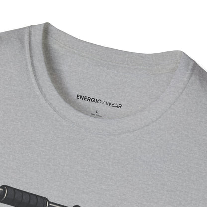 Graphic fitness T-shirt featuring the "My Pull-Up Bar Is Reviewing My Application" design.