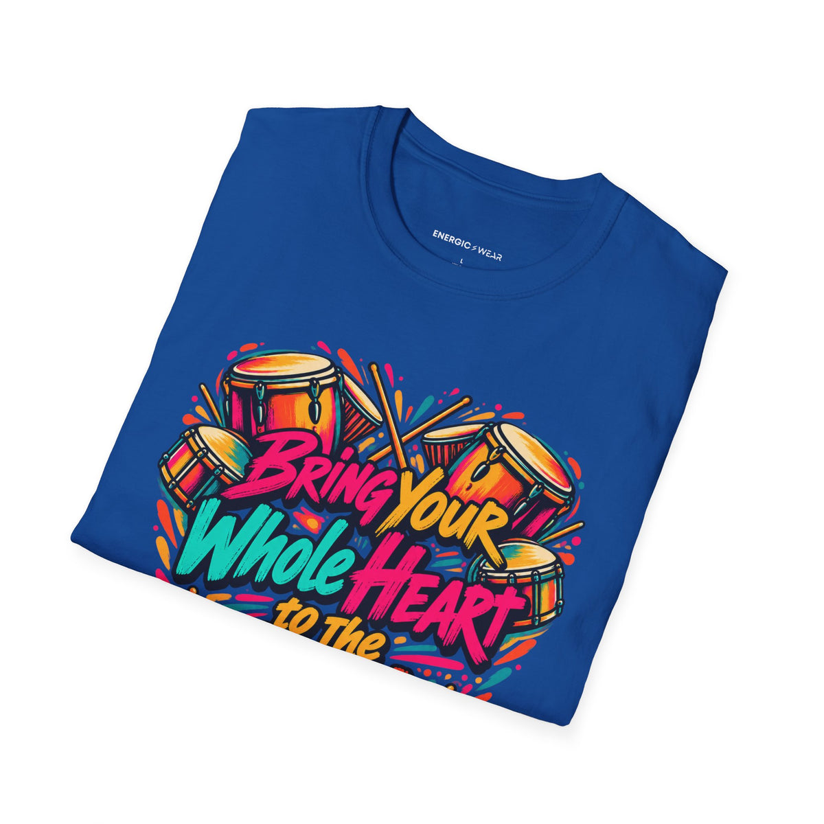 Graphic fitness T-shirt featuring the "Bring Your Whole Heart to the Beat" design.