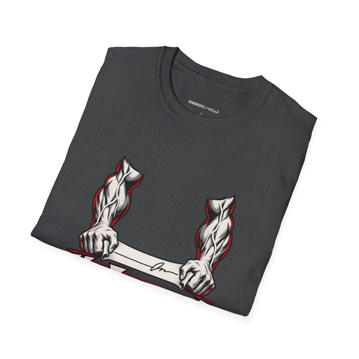 Graphic fitness T-shirt featuring the "My Forearms Keep Their End of the Bargain" design.
