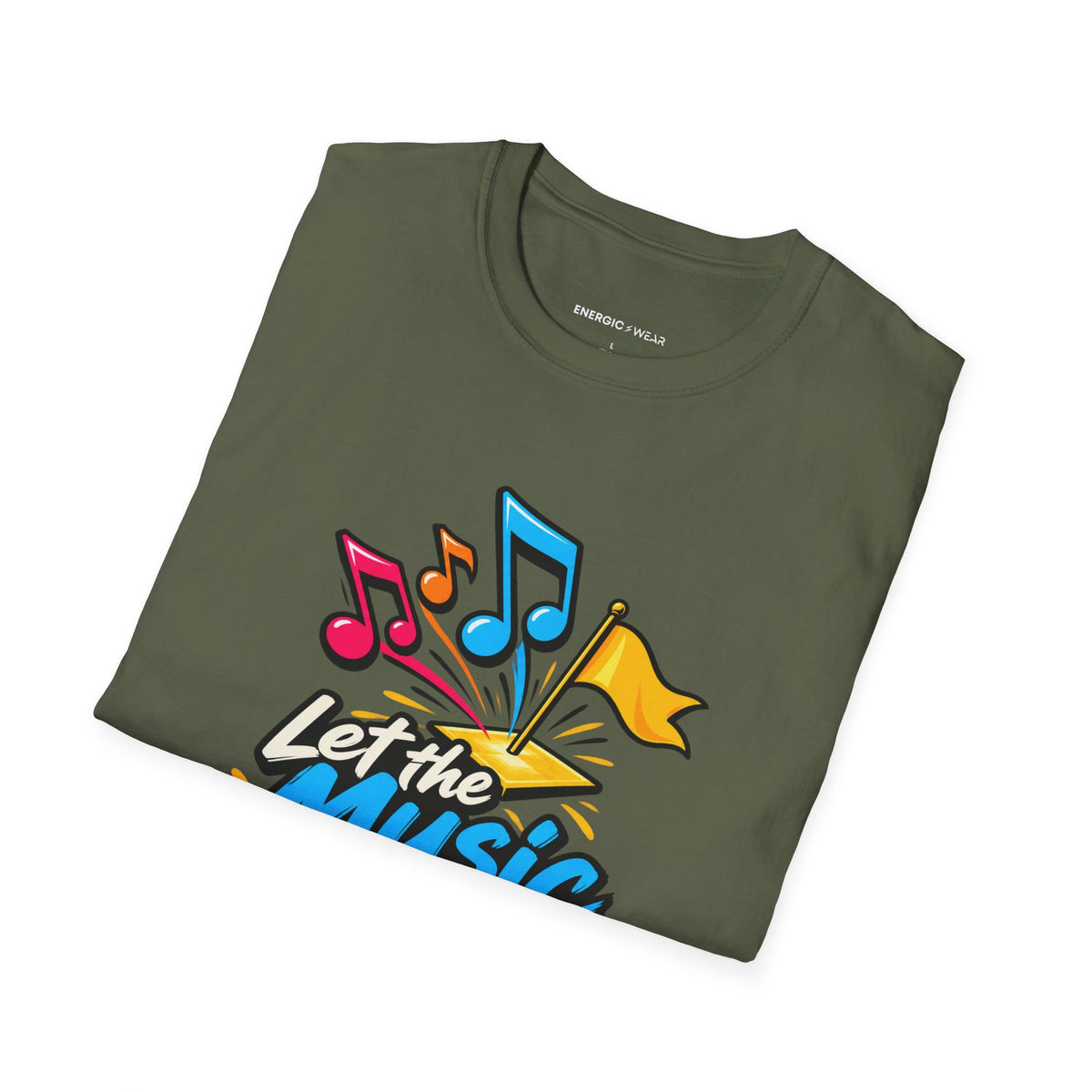 Graphic fitness T-shirt featuring the "Let the Music Meet Your Courage" design.