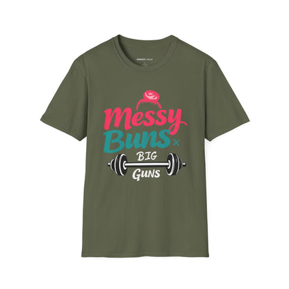 Messy Buns Big Guns! Funny Women’s Gym Shirt