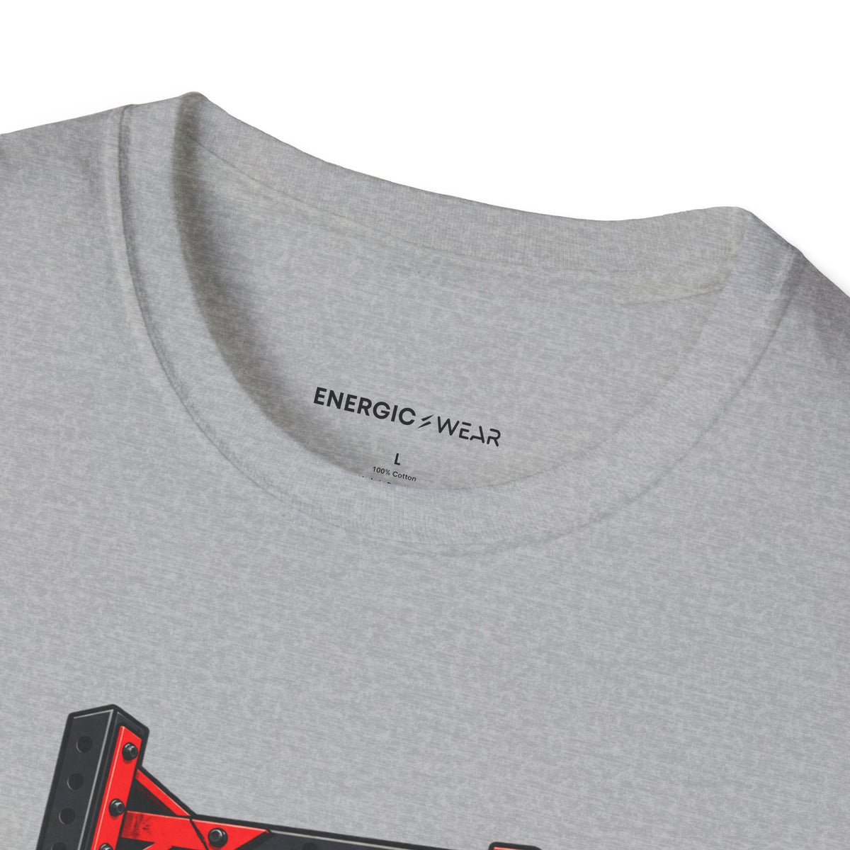 Graphic fitness T-shirt featuring the "Power Can Be Built One Side at a Time" design.