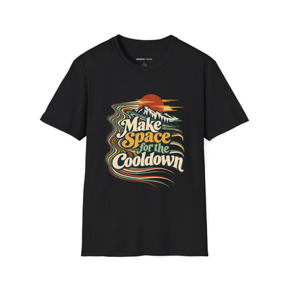 Graphic fitness T-shirt featuring the "Make Space for the Cooldown" design.