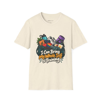 Graphic fitness T-shirt featuring the "I Can Bring My Whole Self to Training" design.