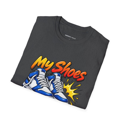 Graphic fitness T-shirt featuring the "My Shoes Squeak with Confidence" design.