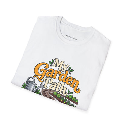 Graphic fitness T-shirt featuring the "My Garden Path Counts Toward My Day" design.