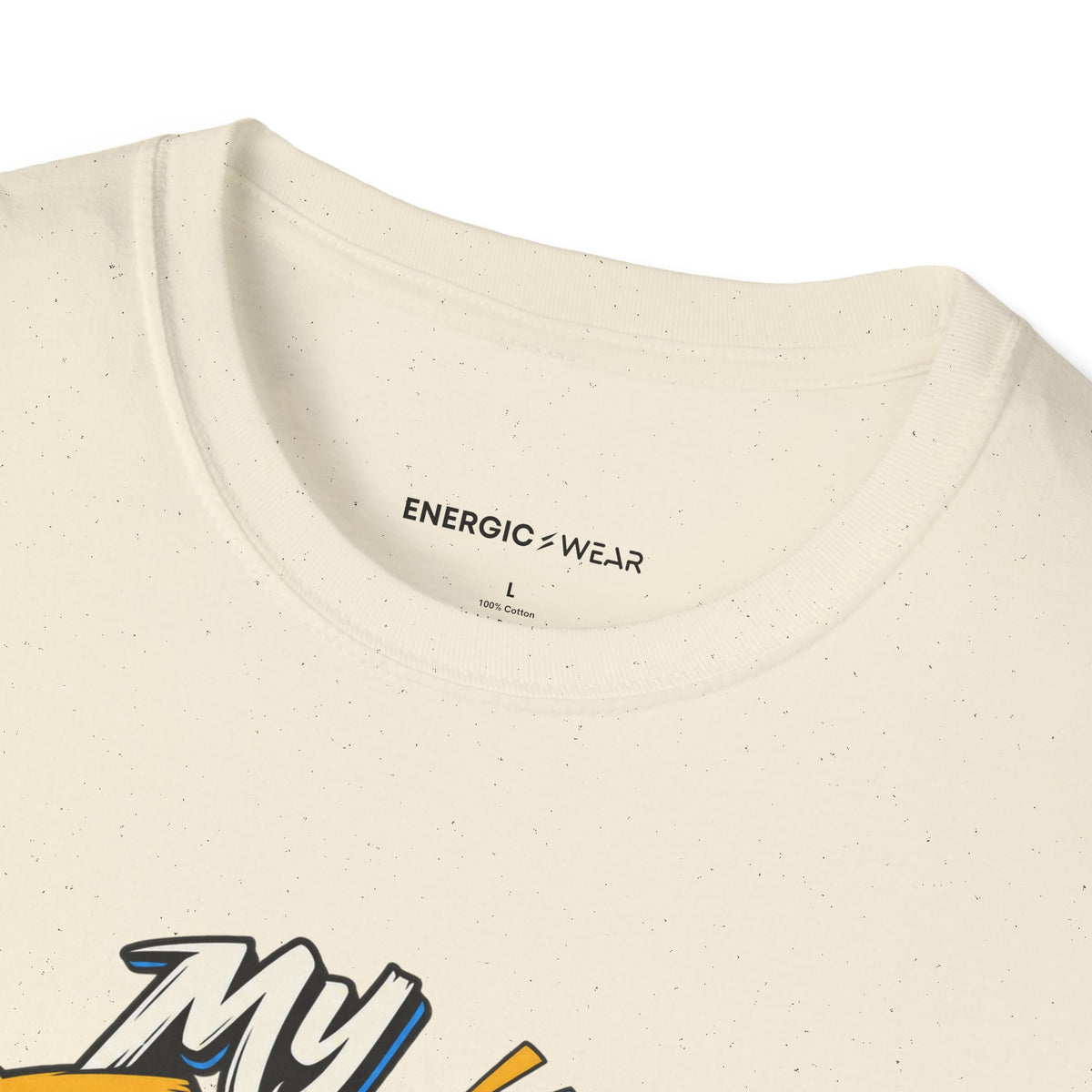 Graphic fitness T-shirt featuring the "My Energy Can Lift the Room" design.