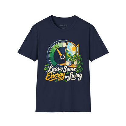 Graphic fitness T-shirt featuring the "Leave Some Energy for Living" design.