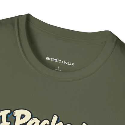 Graphic fitness T-shirt featuring the "I Packed Optimism Forgot Socks" design.